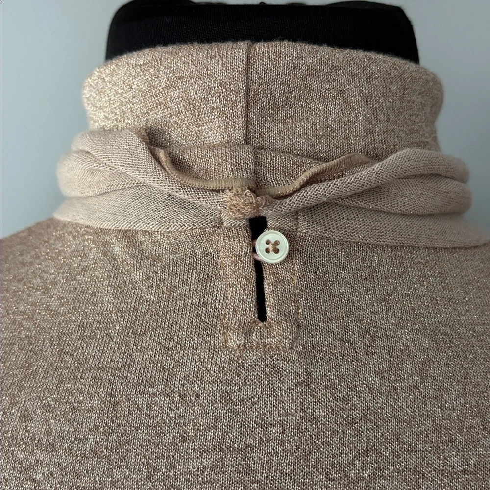 J. Crew Shimmering Beige Blush Knit Turtleneck Top with Ruffle hem